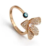 Rose Gold Zircon Eye Of The Demon Moon Jewelry Inlaid Diamond Adjustable Size Women Ring