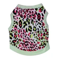 Pet Dog Cloth Leopard Print Round Collar Vest Puppy Cloth