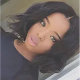 Women Synthetic Short Wavy Curls Hair Wig Black Middle Parting Full Wig
