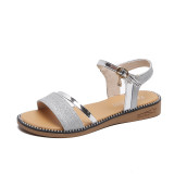 Women Sequins Macthing Color Casual Flat Summer Sandals