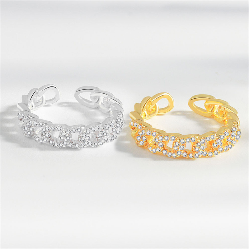 Silver Gold Zircon Stwis Jewelry Inlaid Diamond Adjustable Size Women Ring