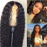 Women Synthetic Small Curly Long Hair Wig Middle Parting Wigs