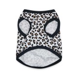 Pet Dog Cloth Leopard Print Round Collar Vest Puppy Cloth