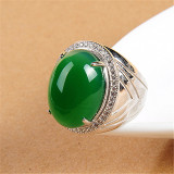 Jade Fashion Jewelry Inlaid Diamond Adjustable Size Women Ring
