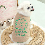 Dog Clothes Warm Smile Cloud Pattern Pet Sweaters Flannel Cat Vest