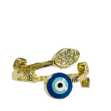 18K Real Gold Plated Colorful Evils Eyes Open Rings Brass Gold Enamel Turkish Eyes Rings For Wife Gift