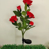 Solar Rose Flower Beautiful Garden Decorative Stainless PVC Stake Lamp Multi Color Floral Lighting for Lawn Landscape