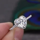 Silver Zircon Love Heart Women Ring Eternity Engagement Wedding Band With Gift