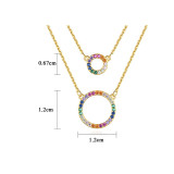 Sterling Silver Rainbow Diamonds Zirconia Ring Pendant Necklace