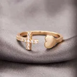 Silver Full Diamond Cross Shape Opening Women Ring For Women Girls Gifts