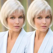Women Charming Straight White Gold Short Wig