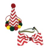 Pet Christmas Striped Snowflake Christmas Hat Bow Tie
