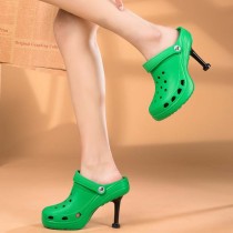 Women Closed Toe Hollow Out Clogs Stiletto Heels Sandals