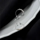 Pearl Fashion Jewelry Inlaid Diamond Adjustable Size Women Ring