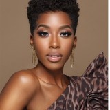 Women Black Synthetic Natural Short Small Curly Hair Wigs