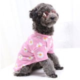Printed Chrysanthemum T-shirt Dog Clothes Pet Clothes