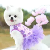 Pet Small Dog Poodle Sequin Mesh Laced Dress Puppy Cloth