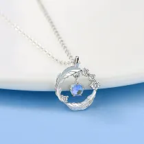 Sterling Silver Gem Ring Pendant Necklace