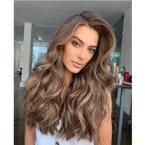 Women Long Wave Brown Hot Wig