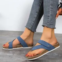 Women Wide Strap Flip Flop Flat Sandal Slipper