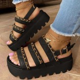 Women Ankle Strap Flat Platform Sandals