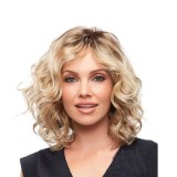 Women Synthetic Soft Waved Curls Ash and Platinum Blonde Fashion Wig Middle Parting Wig