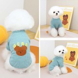 Pet Dog Cloth Poodle Pomeranian Bear and Apple Printed Shirt Cloth