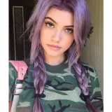 Women Synthetic Purple Or Pink Long Curly Wavy Wigs Middle Parting Curly Wig