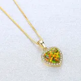 Sterling Silver Zirconia Heart Paved Diamond Solitaire Crystal Pendant Necklace