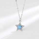 Sterling Silver Stars Pave Zirconia Diamonds Pendant Necklace
