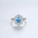 Sterling Silver Solitaire Oval Cut Solitaire Sapphire Gemstone Rings