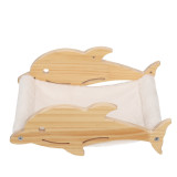 Wooden Two Dolphin Side Wall Hanging Cat Hammock Pet Nest