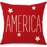 4PCS Home American Independence Day Cotton Decorative Throw Pillow Case Cushion Covers For Sofa Couch Bed Chair