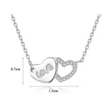 Sterling Silver Moissanite Diamond Love Heart Pendant Necklace