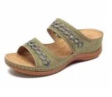 Women Wedge Sandal PU Leather Outdoor Muffin Thick Sole Slippers
