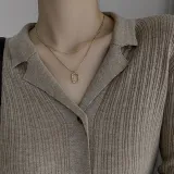 Hip Hop Alloy Clavicle Chain Multilayer Chain Necklace Women Trending Jewelry Hollow Rectangular Pendant Necklace