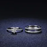 Sterling Silver Pave Zirconia Solitaire Diamonds Rings