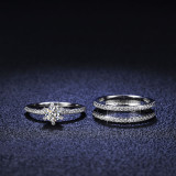 Sterling Silver Pave Zirconia Solitaire Diamonds Rings