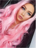 Women Synthetic Exaggerated Color Wavy Hair Wigs Middle Parting Curly Wig