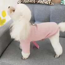 Dog Cloth Pure Color Stripe Sweater Cartoon Bear Button Sleepwear