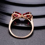 Red Zircon Bowknot Jewelry Inlaid Diamond Adjustable Size Women Ring