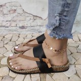 Women Leather Flip-Flops Flat Beach Leisure Sandal Slippers