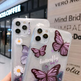 Printed Daisy Butterflies Quicksand Drop Proof Phone Case for iPhone13 12 11 Pro Max