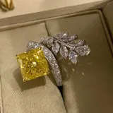 Sterling Silver Pave Moissanite Princess Cut Ice Flower Cutting Gemstone Rings