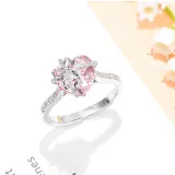Sterling Silver Heart Cut Pave Zirconia Gemstone Rings