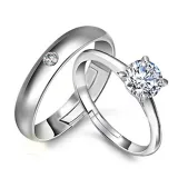 Couples Silver Zircon Get Married Fashion Jewelry Inlaid Diamond Adjustable Size Women Ring