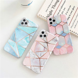 Electroplated Splicing Marbling Drop Proof Phone Case for iPhone13 12 11 Pro Max