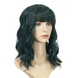 Women Synthetic Short Dye Wavy Hair Wigs Middle Parting Curly Wig