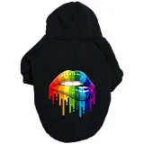 Pet Dog Cloth Color Lips Pattern Hooded Sweatshirt Puppy Cloth