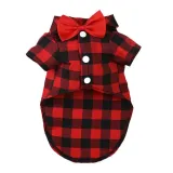 Pet Dog Cloth Lattice Bow Tie Prince Puppy Cloth